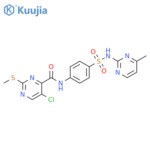 5-chloro-N-[4-[(4-methylpyrimidin-2-yl)sulfamoyl]phenyl]-2-methylsulfanylpyrimidine-4-carboxamide structure