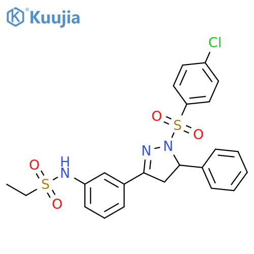 N-{3-1-(4-chlorobenzenesulfonyl)-5-phenyl-4,5-dihydro-1H-pyrazol-3-ylphenyl}ethane-1-sulfonamide structure