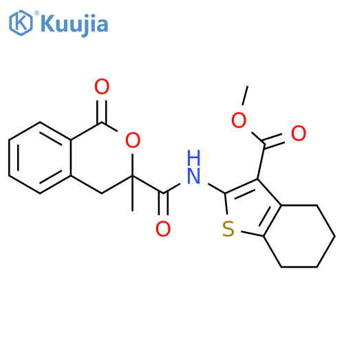 methyl 2-(3-methyl-1-oxo-3,4-dihydro-1H-2-benzopyran-3-amido)-4,5,6,7-tetrahydro-1-benzothiophene-3-carboxylate structure