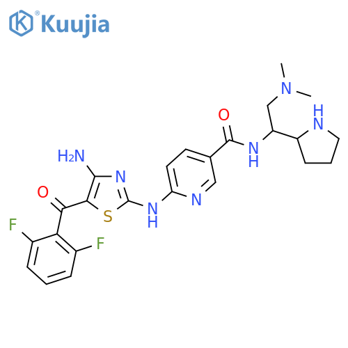 3-Pyridinecarboxamide,6-[[4-amino-5-(2,6-difluorobenzoyl)-2-thiazolyl]amino]-N-[(1S)-2-(dimethylamino)-1-(2S)-2-pyrrolidinylethyl]- structure