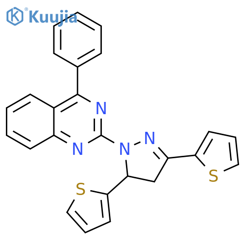2-3,5-bis(thiophen-2-yl)-4,5-dihydro-1H-pyrazol-1-yl-4-phenylquinazoline structure