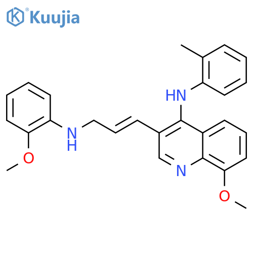 4-Quinolinamine,8-methoxy-3-[(1E)-3-[(2-methoxyphenyl)amino]-1-propenyl]-N-(2-methylphenyl)- structure