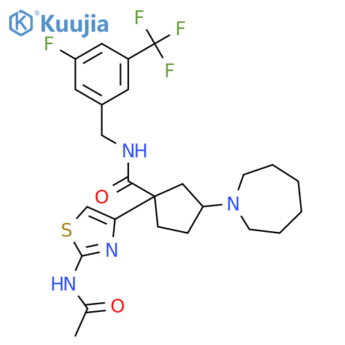 Cyclopentanecarboxamide,1-[2-(acetylamino)-4-thiazolyl]-N-[[3-fluoro-5-(trifluoromethyl)phenyl]methyl]-3-(hexahydro-1H-azepin-1-yl)- structure