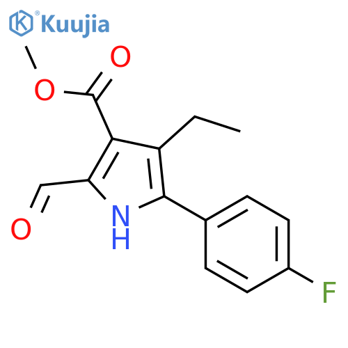 1H-Pyrrole-3-carboxylic acid, 4-ethyl-5-(4-fluorophenyl)-2-formyl-,methyl ester structure