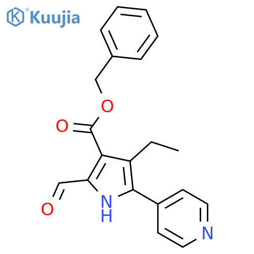 1H-Pyrrole-3-carboxylic acid, 4-ethyl-2-formyl-5-(4-pyridinyl)-,phenylmethyl ester structure