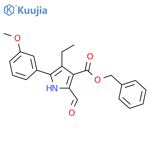 1H-Pyrrole-3-carboxylic acid, 4-ethyl-2-formyl-5-(3-methoxyphenyl)-,phenylmethyl ester structure