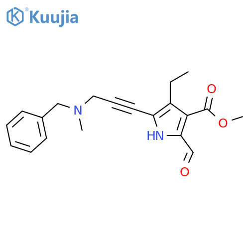 1H-Pyrrole-3-carboxylic acid,4-ethyl-2-formyl-5-[3-[methyl(phenylmethyl)amino]-1-propynyl]-, methylester structure