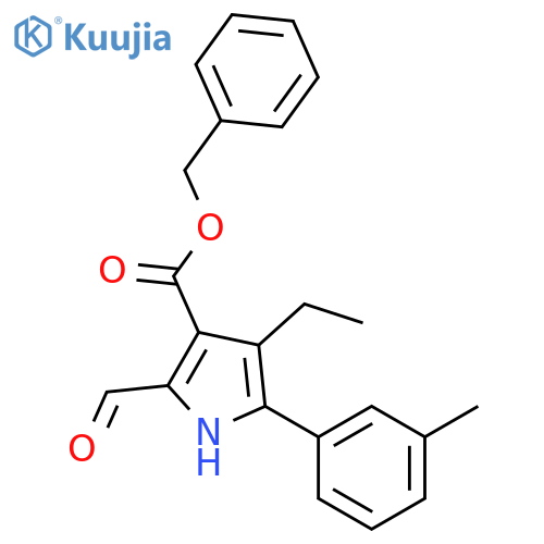 1H-Pyrrole-3-carboxylic acid, 4-ethyl-2-formyl-5-(3-methylphenyl)-,phenylmethyl ester structure