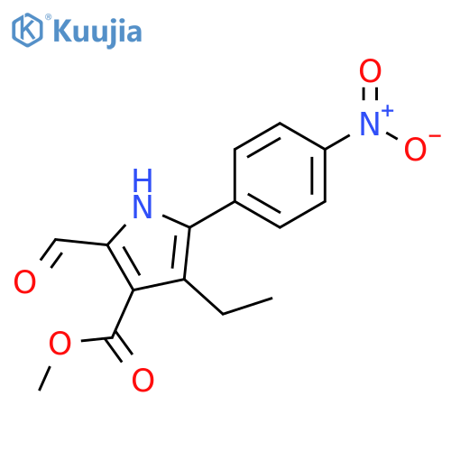 1H-Pyrrole-3-carboxylic acid, 4-ethyl-2-formyl-5-(4-nitrophenyl)-, methylester structure