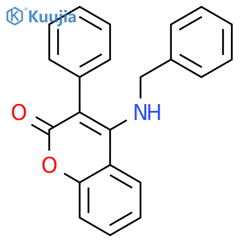 2H-1-BENZOPYRAN-2-ONE, 3-PHENYL-4-[(PHENYLMETHYL)AMINO]- structure
