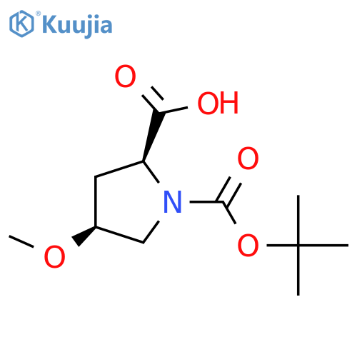 (2S,4S)-1-[(tert-butoxy)carbonyl]-4-methoxypyrrolidine-2-carboxylic acid structure