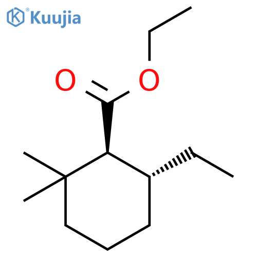 Cyclohexanecarboxylic acid, 6-ethyl-2,2-dimethyl-, ethyl ester, trans- structure