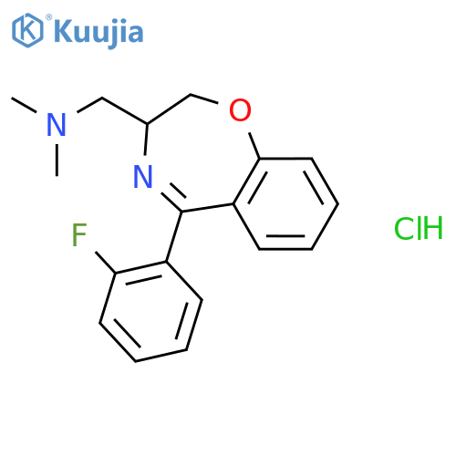 1-[5-(2-fluorophenyl)-2,3-dihydro-1,4-benzoxazepin-3-yl]-N,N-dimethylmethanamine hydrochloride structure