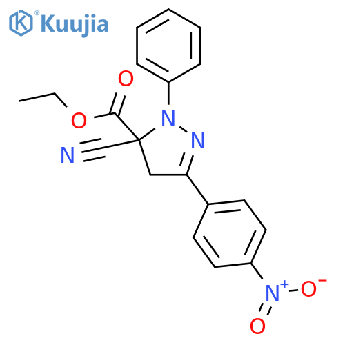 1H-Pyrazole-5-carboxylic acid,5-cyano-4,5-dihydro-3-(4-nitrophenyl)-1-phenyl-, ethyl ester structure