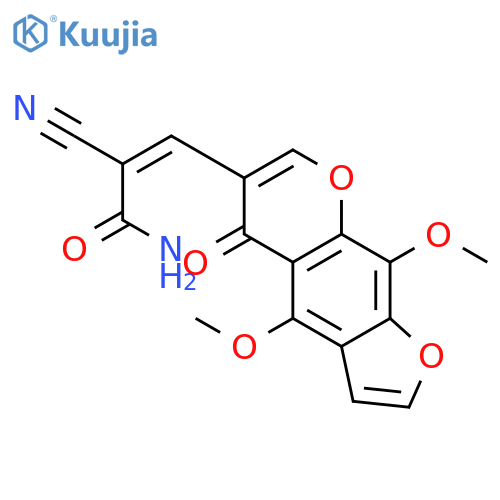 2-Propenamide,2-cyano-3-(4,9-dimethoxy-5-oxo-5H-furo[3,2-g][1]benzopyran-6-yl)-,(2E)- structure