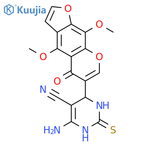 5-Pyrimidinecarbonitrile,6-amino-4-(4,9-dimethoxy-5-oxo-5H-furo[3,2-g][1]benzopyran-6-yl)-1,2,3,4-tetrahydro-2-thioxo- structure