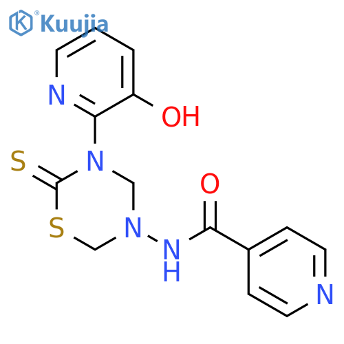4-Pyridinecarboxamide,N-[dihydro-5-(3-hydroxy-2-pyridinyl)-6-thioxo-2H-1,3,5-thiadiazin-3(4H)-yl]- structure