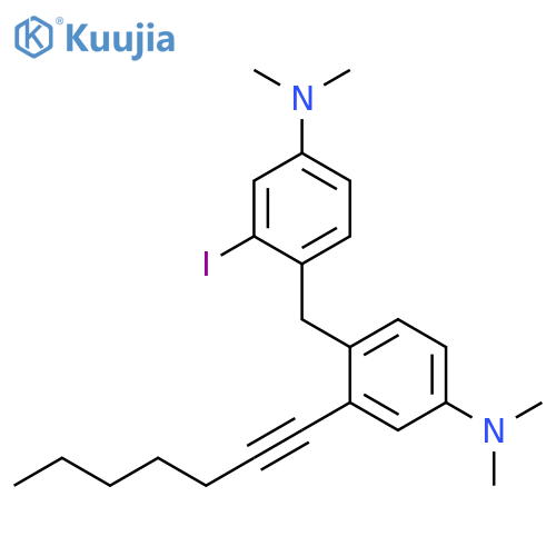 Benzenamine,4-[[4-(dimethylamino)-2-(1-heptynyl)phenyl]methyl]-3-iodo-N,N-dimethyl- structure