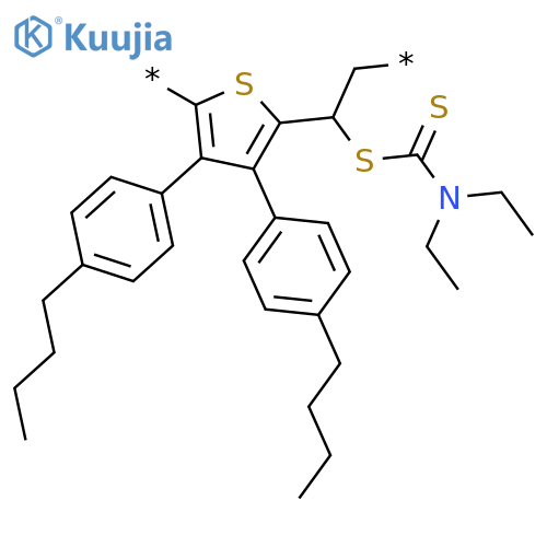 Poly[[3,4-bis(4-butylphenyl)-2,5-thiophenediyl][1-[[(diethylamino)thioxomethyl]thio]-1,2-ethanediyl]] structure