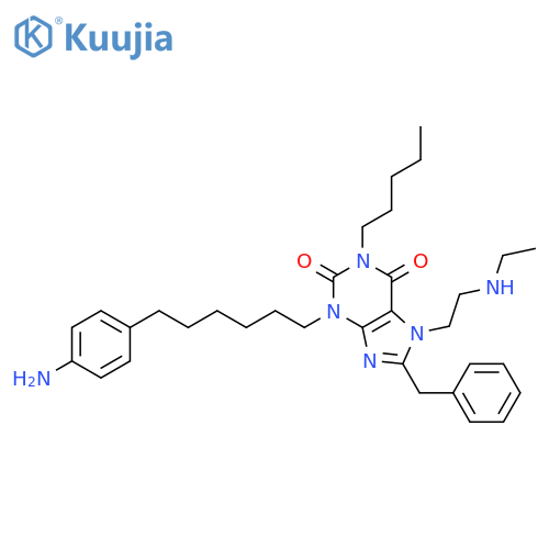 1H-Purine-2,6-dione,3-[6-(4-aminophenyl)hexyl]-7-[2-(ethylamino)ethyl]-3,7-dihydro-1-pentyl-8-(phenylmethyl)- structure