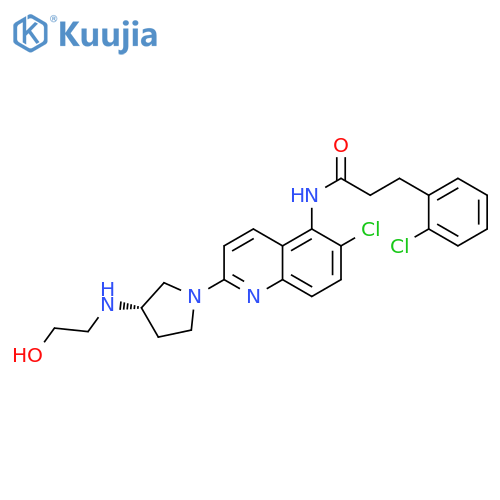 Benzenepropanamide,2-chloro-N-[6-chloro-2-[(3S)-3-[(2-hydroxyethyl)amino]-1-pyrrolidinyl]-5-quinolinyl]- structure