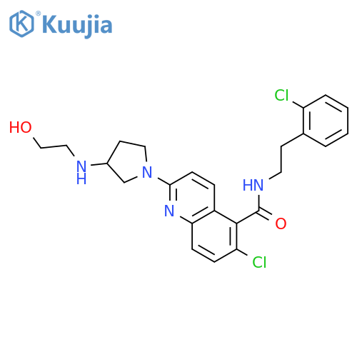 5-Quinolinecarboxamide,6-chloro-N-[2-(2-chlorophenyl)ethyl]-2-[(3S)-3-[(2-hydroxyethyl)amino]-1-pyrrolidinyl]- structure