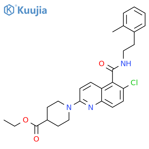4-Piperidinecarboxylic acid,1-[6-chloro-5-[[[2-(2-methylphenyl)ethyl]amino]carbonyl]-2-quinolinyl]-,ethyl ester structure