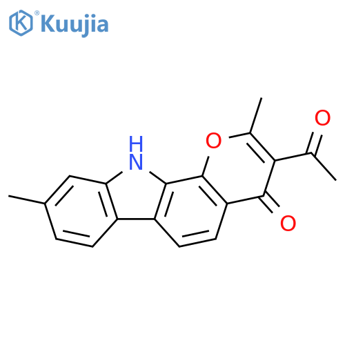 Pyrano[2,3-a]carbazol-4(11H)-one, 3-acetyl-2,9-dimethyl- structure