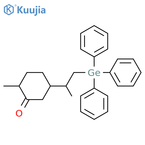 Cyclohexanone, 2-methyl-5-[1-methyl-2-(triphenylgermyl)ethyl]- structure