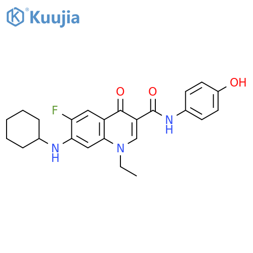 3-Quinolinecarboxamide,7-(cyclohexylamino)-1-ethyl-6-fluoro-1,4-dihydro-N-(4-hydroxyphenyl)-4-oxo- structure