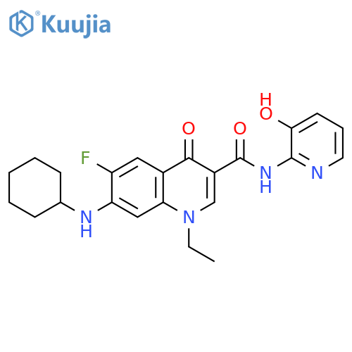 3-Quinolinecarboxamide,7-(cyclohexylamino)-1-ethyl-6-fluoro-1,4-dihydro-N-(3-hydroxy-2-pyridinyl)-4-oxo- structure