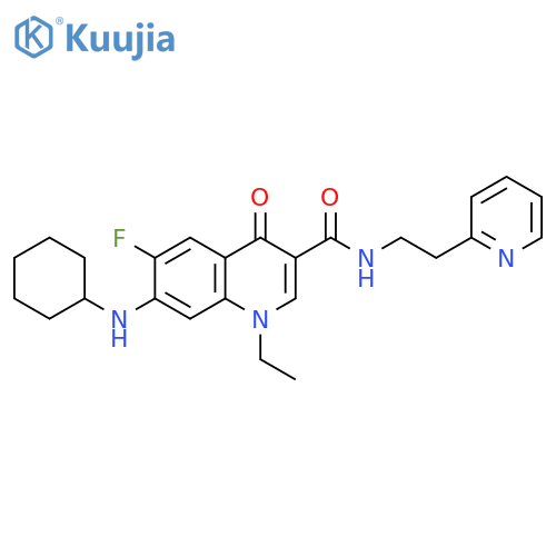 3-Quinolinecarboxamide,7-(cyclohexylamino)-1-ethyl-6-fluoro-1,4-dihydro-4-oxo-N-[2-(2-pyridinyl)ethyl]- structure
