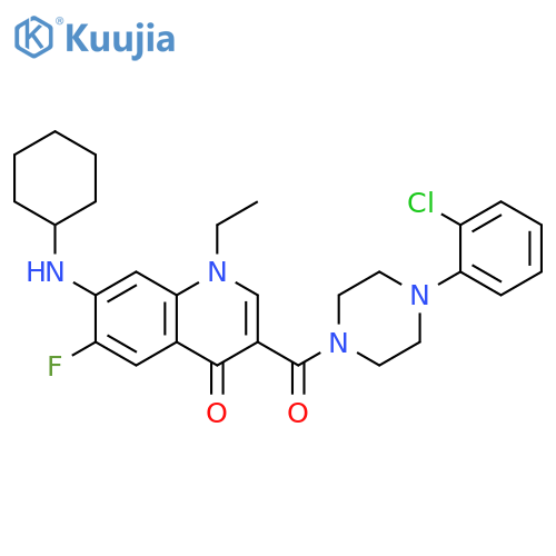 Piperazine,1-(2-chlorophenyl)-4-[[7-(cyclohexylamino)-1-ethyl-6-fluoro-1,4-dihydro-4-oxo-3-quinolinyl]carbonyl]- structure