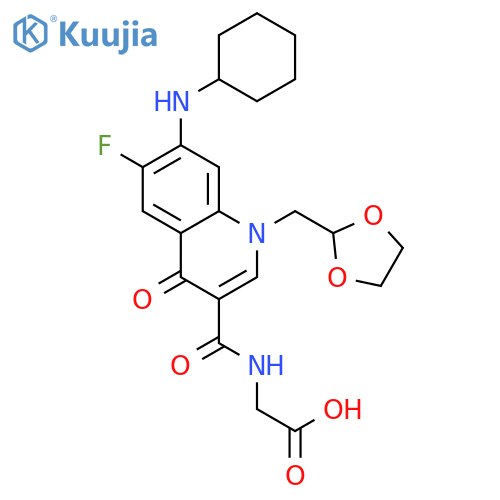 Glycine,N-[[7-(cyclohexylamino)-1-(1,3-dioxolan-2-ylmethyl)-6-fluoro-1,4-dihydro-4-oxo-3-quinolinyl]carbonyl]- structure