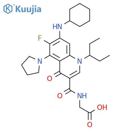 Glycine,N-[[7-(cyclohexylamino)-1-(1-ethylpropyl)-6-fluoro-1,4-dihydro-4-oxo-5-(1-pyrrolidinyl)-3-quinolinyl]carbonyl]- structure