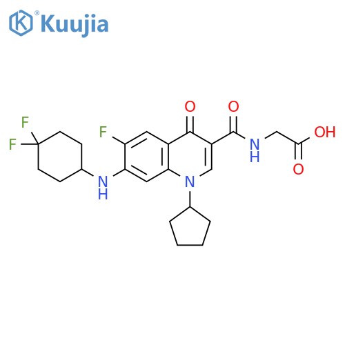 Glycine,N-[[1-cyclopentyl-7-[(4,4-difluorocyclohexyl)amino]-6-fluoro-1,4-dihydro-4-oxo-3-quinolinyl]carbonyl]- structure