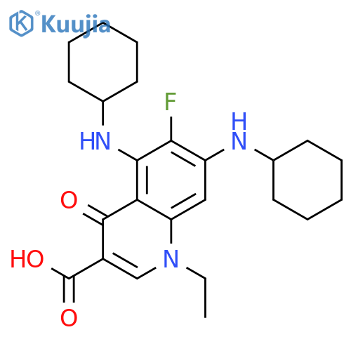 3-Quinolinecarboxylic acid,5,7-bis(cyclohexylamino)-1-ethyl-6-fluoro-1,4-dihydro-4-oxo- structure