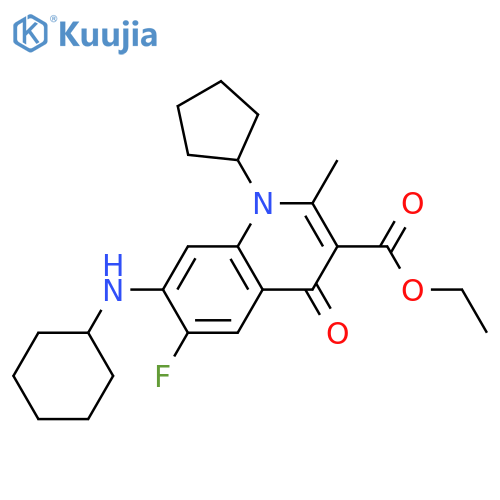 3-Quinolinecarboxylic acid,7-(cyclohexylamino)-1-cyclopentyl-6-fluoro-1,4-dihydro-2-methyl-4-oxo-,ethyl ester structure