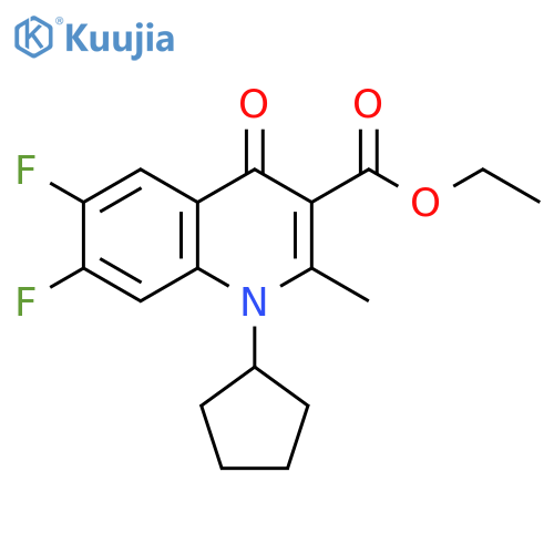 3-Quinolinecarboxylic acid,1-cyclopentyl-6,7-difluoro-1,4-dihydro-2-methyl-4-oxo-, ethyl ester structure