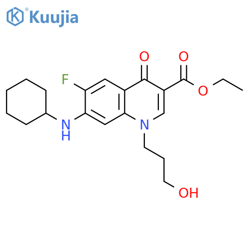 3-Quinolinecarboxylic acid,7-(cyclohexylamino)-6-fluoro-1,4-dihydro-1-(3-hydroxypropyl)-4-oxo-,ethyl ester structure