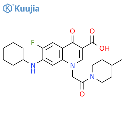 3-Quinolinecarboxylic acid,7-(cyclohexylamino)-6-fluoro-1,4-dihydro-1-[2-(4-methyl-1-piperidinyl)-2-oxoethyl]-4-oxo- structure