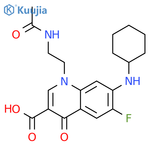 3-Quinolinecarboxylic acid,1-[2-(acetylamino)ethyl]-7-(cyclohexylamino)-6-fluoro-1,4-dihydro-4-oxo- structure