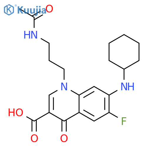 3-Quinolinecarboxylic acid,1-[3-(acetylamino)propyl]-7-(cyclohexylamino)-6-fluoro-1,4-dihydro-4-oxo- structure