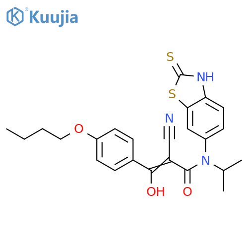 2-Propenamide,3-(4-butoxyphenyl)-2-cyano-N-(2,3-dihydro-2-thioxo-6-benzothiazolyl)-3-hydroxy-N-(1-methylethyl)- structure