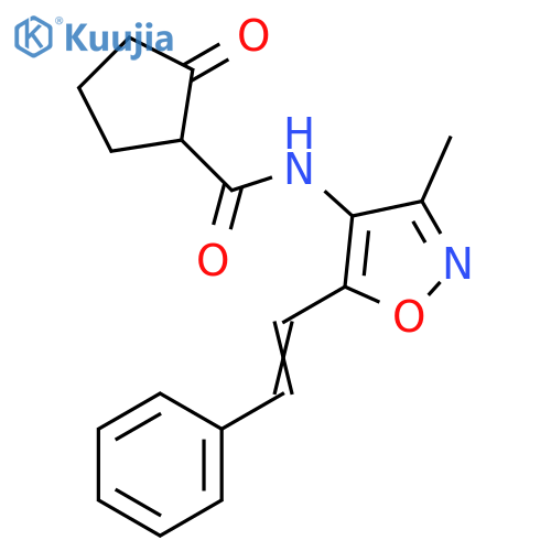 Cyclopentanecarboxamide,N-[3-methyl-5-(2-phenylethenyl)-4-isoxazolyl]-2-oxo- structure