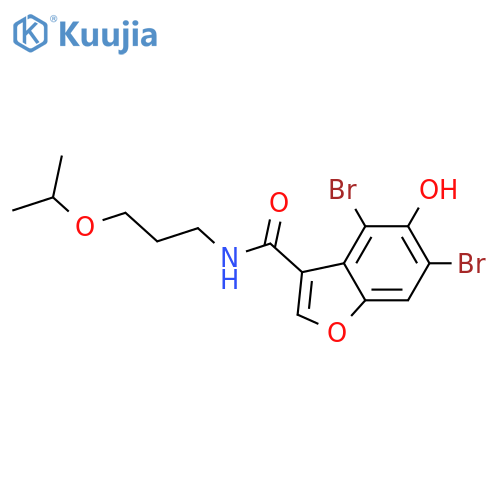 3-Benzofurancarboxamide,4,6-dibromo-5-hydroxy-N-[3-(1-methylethoxy)propyl]- structure