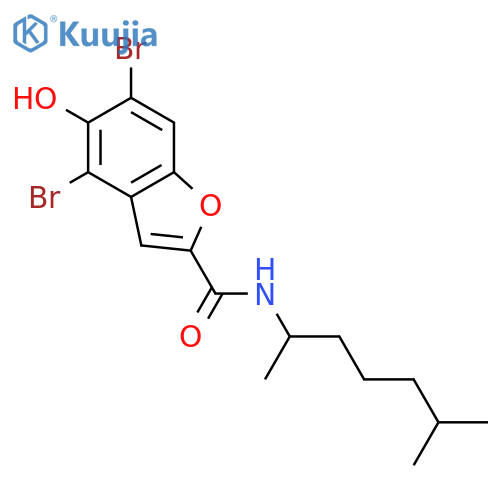 2-Benzofurancarboxamide,4,6-dibromo-N-(1,5-dimethylhexyl)-5-hydroxy- structure