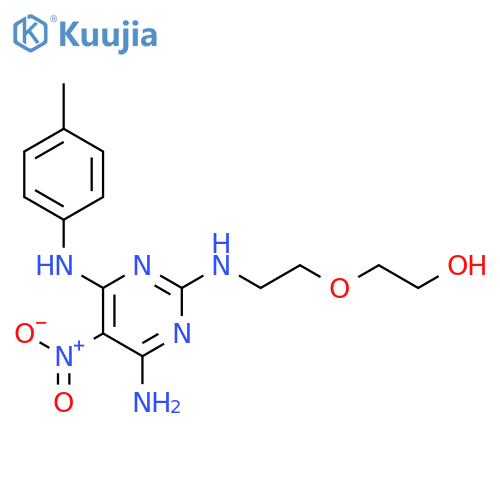 2-2-({4-amino-6-(4-methylphenyl)amino-5-nitropyrimidin-2-yl}amino)ethoxyethan-1-ol structure