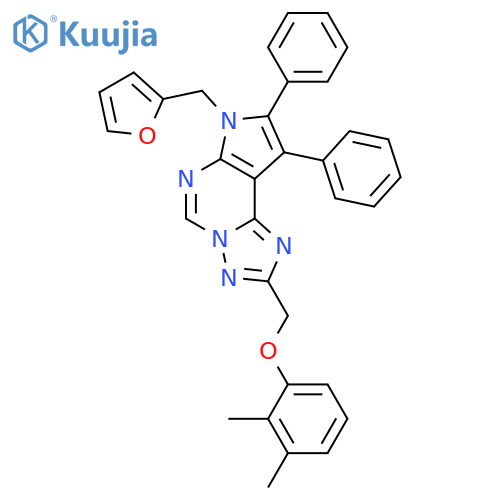 <br>2-(2,3-Dimethyl-phenoxymethyl)-6-furan-2-ylmethyl-7,8-diphenyl-6H-1,3,3a,5, 6-pentaaza-as-indacene structure