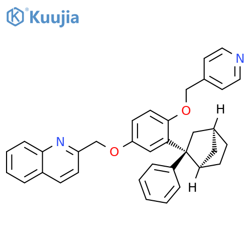 Quinoline,2-[[3-[(1R,2R,4S)-2-phenylbicyclo[2.2.1]hept-2-yl]-4-(4-pyridinylmethoxy)phenoxy]methyl]-, rel- structure